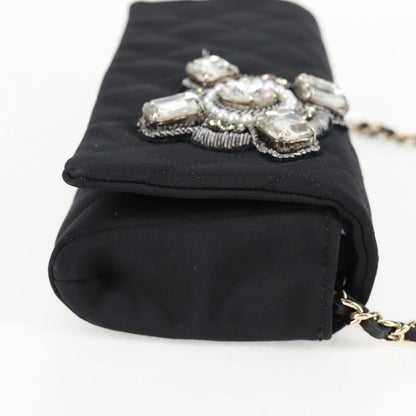 Chanel Chain Flap Shoulder Bag Quilted Nylon, Black, Nylon, Shoulder Bag