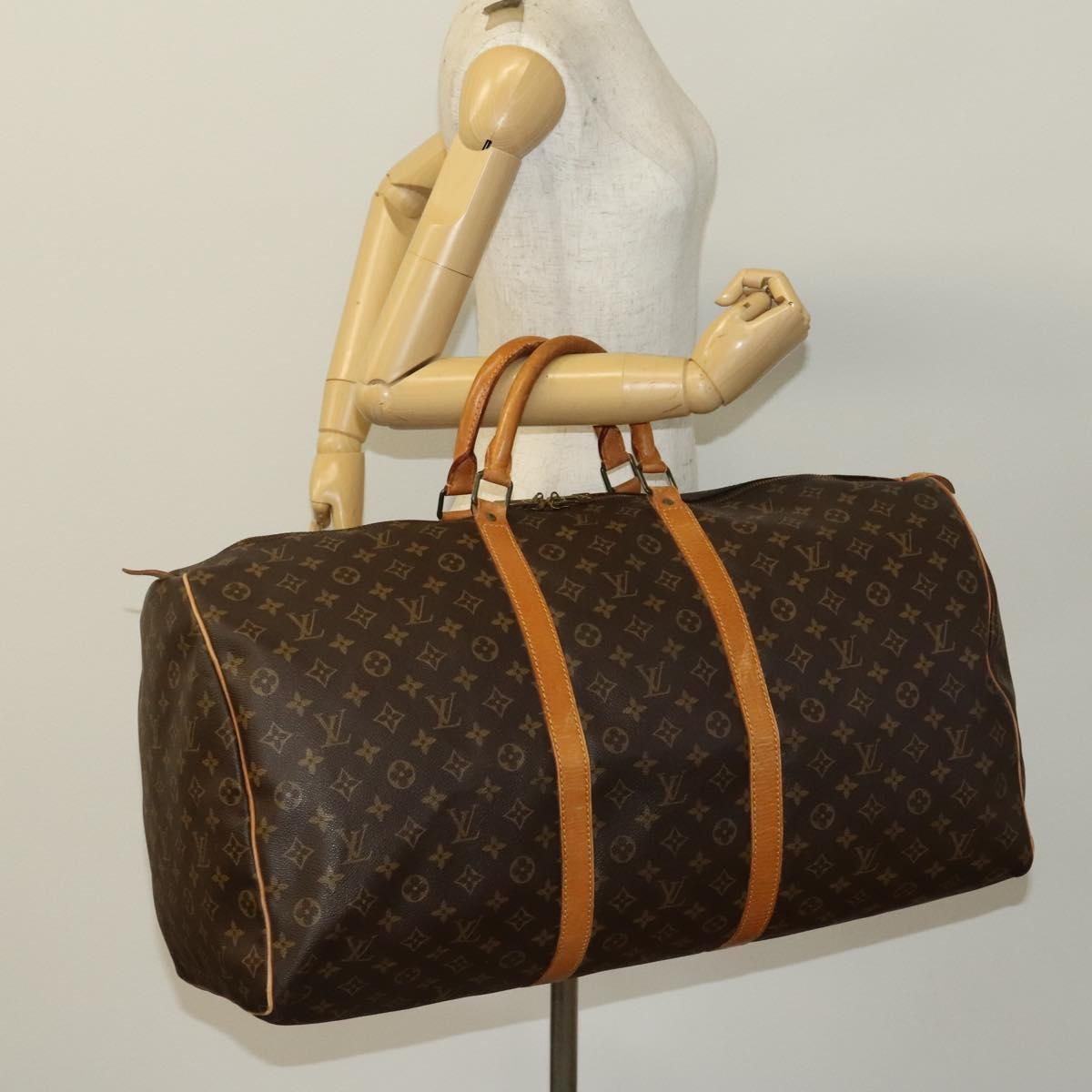 Louis Vuitton Keepall Bag Monogram Canvas, BROWN, CANVAS, Travel bag