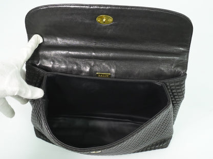 Bally Vintage Handbag Leather, BLACK, LEATHER, Handbag