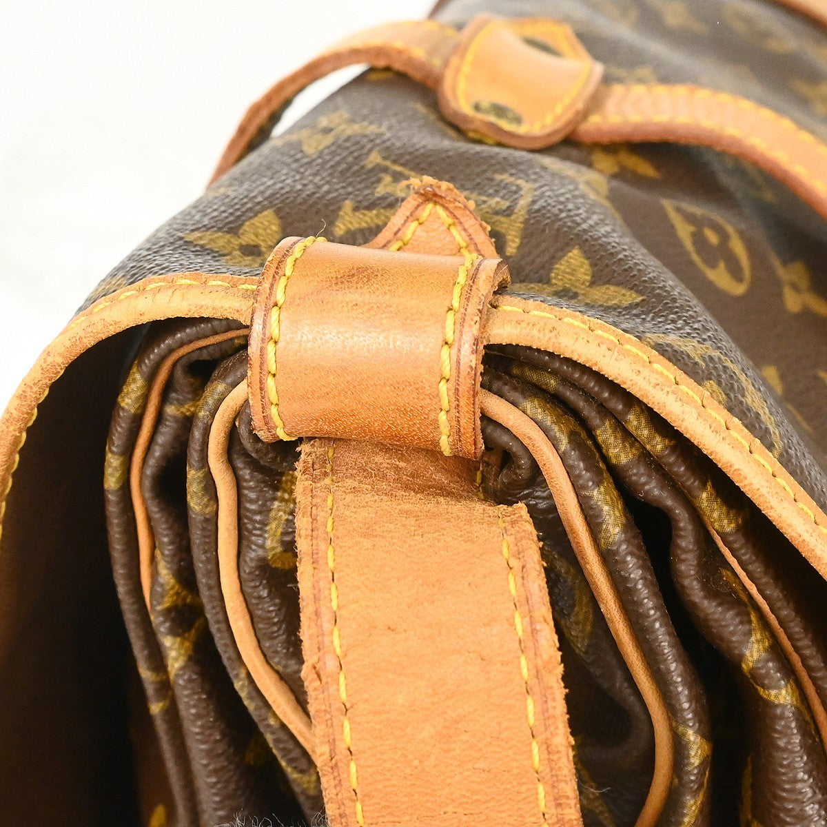 Louis Vuitton Saumur Handbag Monogram Canvas, Brown, Canvas, Shoulder Bag