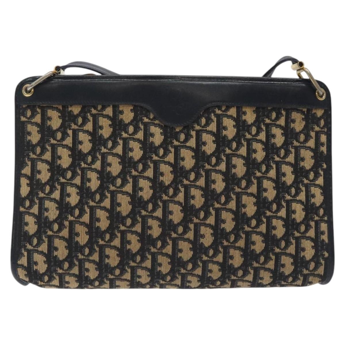 Christian Dior Vintage Trotter Shoulder Bag Canvas, NAVY, CANVAS, Shoulder bag