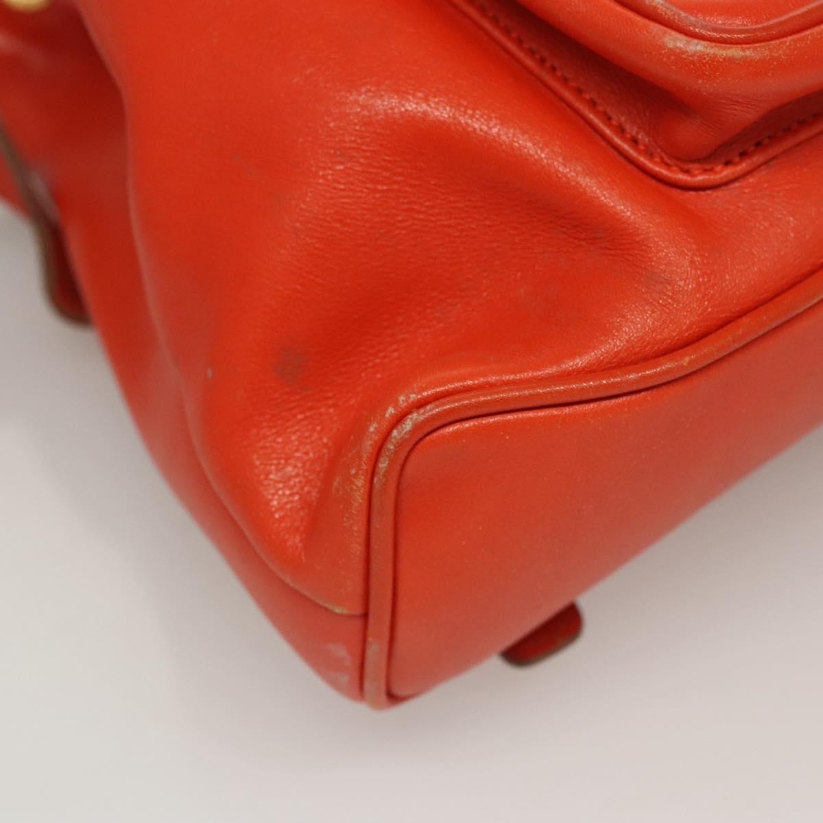 Gucci Vintage Bamboo Backpack Leather, ORANGE, LEATHER, Backpack