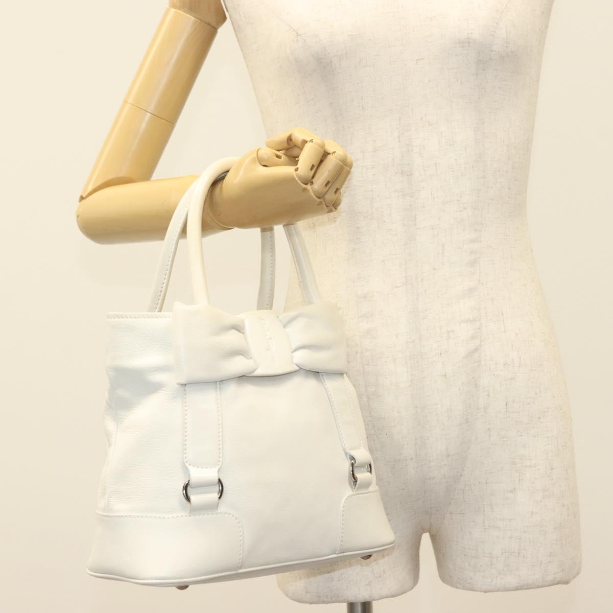 Salvatore Ferragamo Vala Leather, WHITE, LEATHER, Handbag