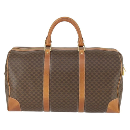 Celine Vintage Macadam Boston bag Canvas and Leather, BROWN, CANVAS, Travel bag