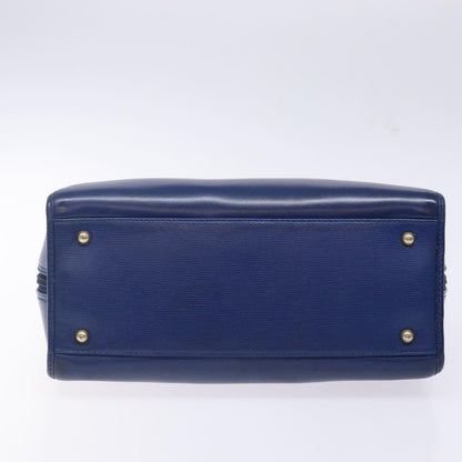 Celine Circle Logo Handbag Leather, BLUE, LEATHER, Handbag