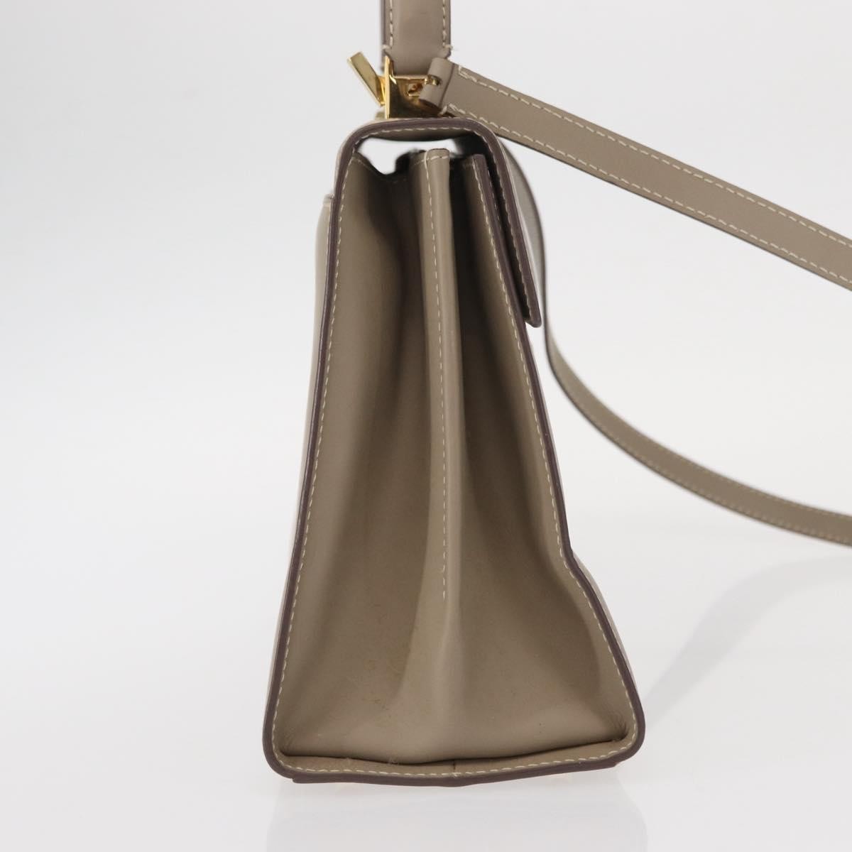 Salvatore Ferragamo Gancini Top Handle Flap Bag Leather, BEIGE, LEATHER, Handbag