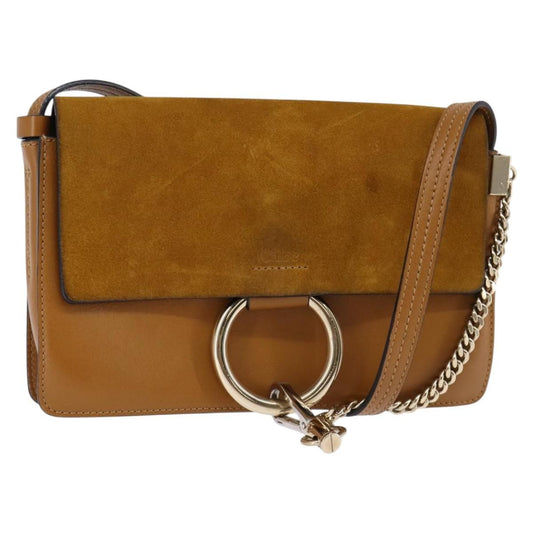 Chloe Faye Shoulder Bag Leather and Suede, BEIGE, SUEDE, Shoulder bag