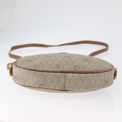 Christian Dior Vintage Honeycomb Shoulder Bag Canvas and Leather, BEIGE, CANVAS, Shoulder bag