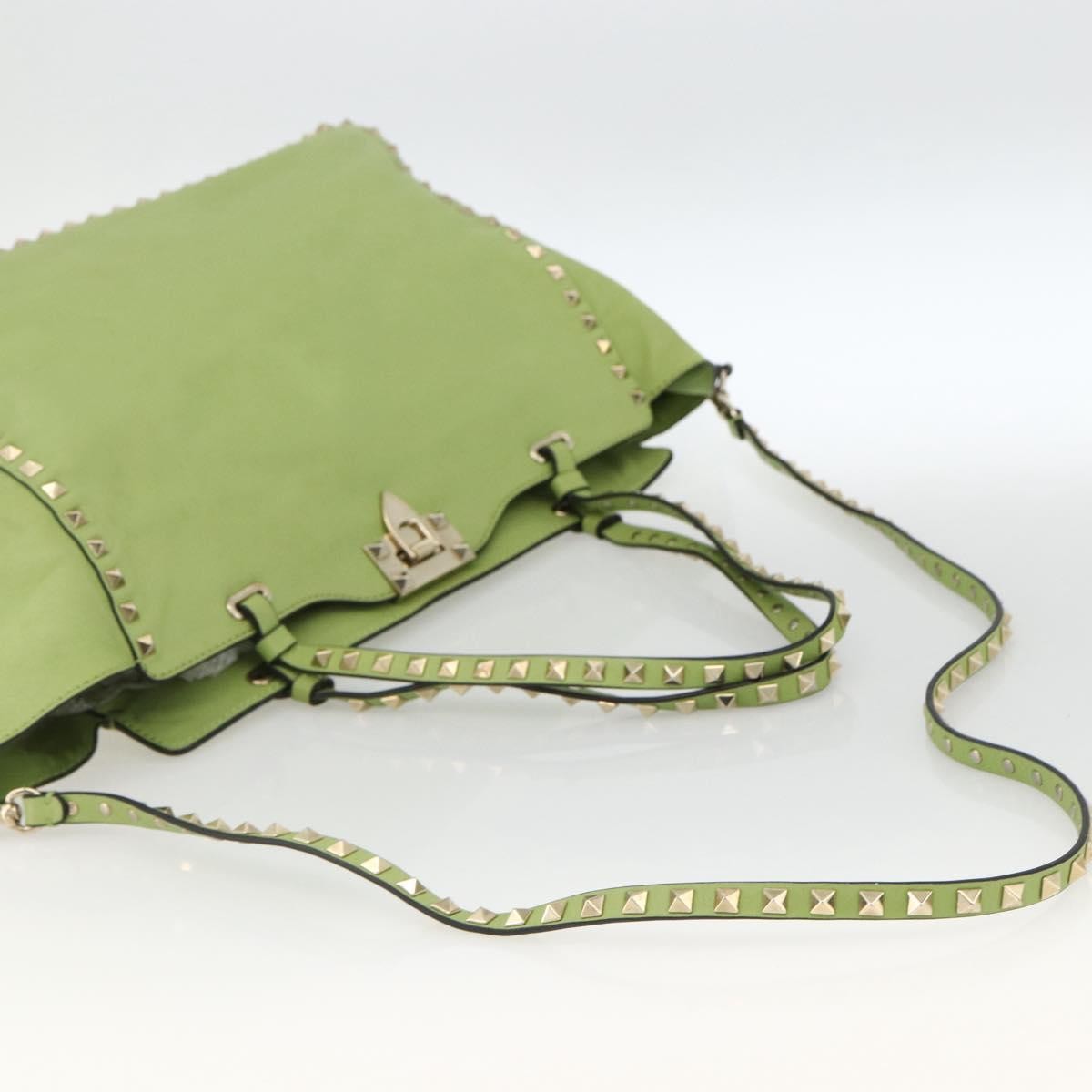 Valentino Garavani Rockstud Tote Textured Leather, GREEN, LEATHER, Tote bag