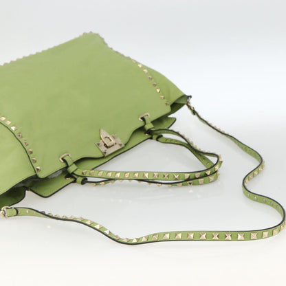 Valentino Garavani Rockstud Tote Textured Leather, GREEN, LEATHER, Tote bag