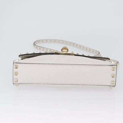 Valentino Garavani Rockstud Flip Lock Flap Bag Leather, WHITE, LEATHER, Shoulder bag