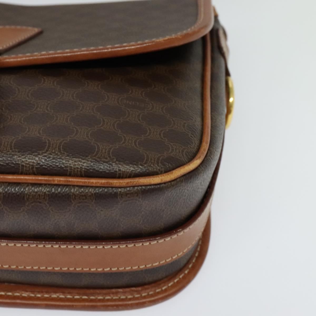 Celine Macadam Shoulder Bag PVC Leather, BROWN, CANVAS, Shoulder bag