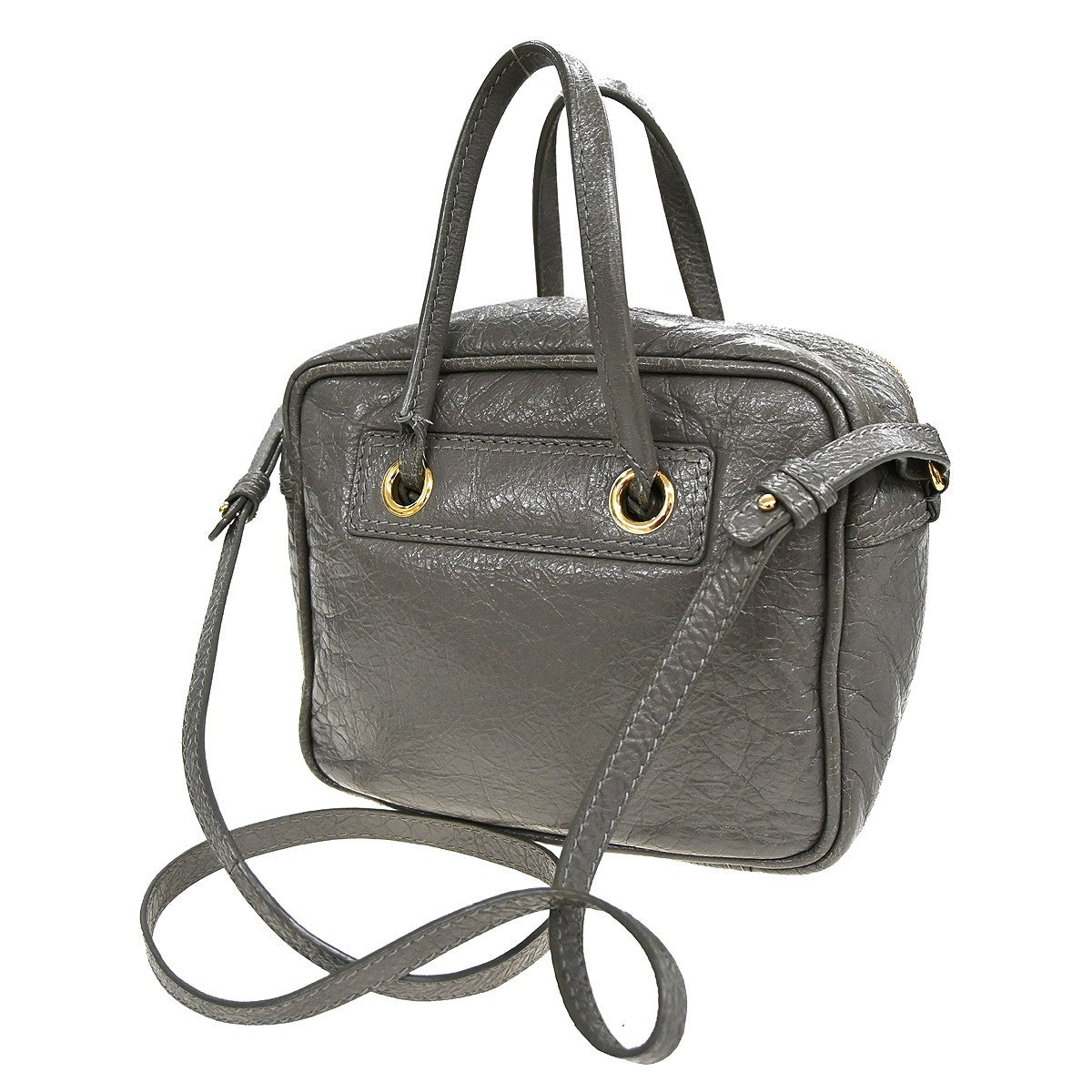Balenciaga Blanket Square Bag Leather, GRAY, LEATHER, Handbag