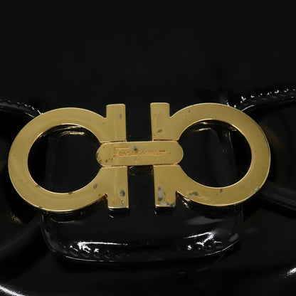 Salvatore Ferragamo Gancini Flap Drawstring Backpack Patent leather, BLACK, PATENT_LEATHER, Backpack