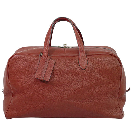 Hermes Victoria Travel Bag Leather, RED, LEATHER, Travel bag