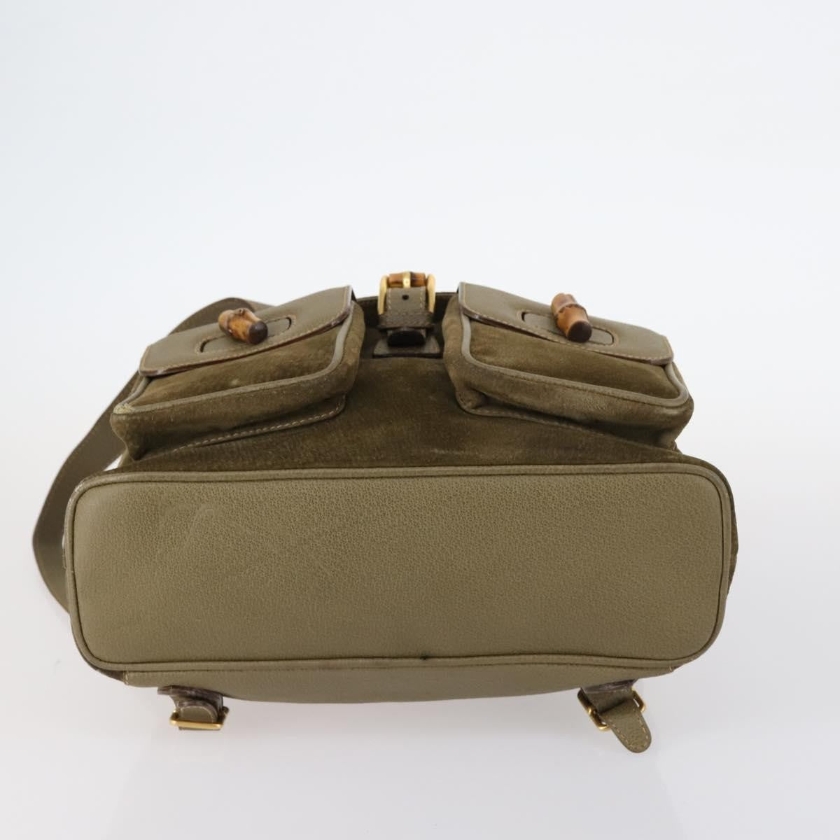 Gucci Vintage Bamboo Backpack Suede, KHAKI, SUEDE, Backpack