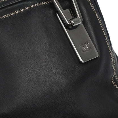 Chanel CC Bowler Leather, BLACK, LEATHER, Handbag