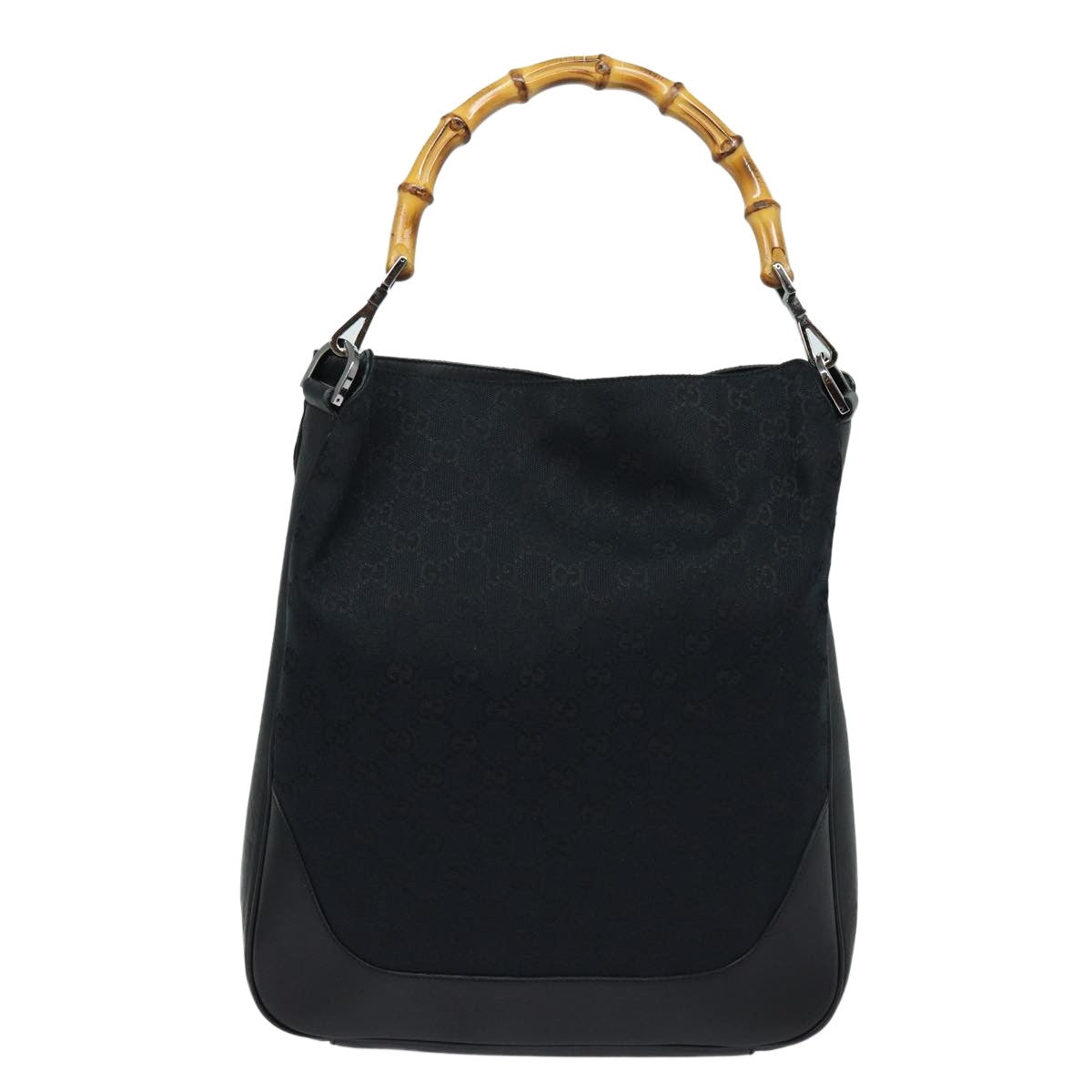 Gucci Bamboo Shoulder Bag GG Canvas, Black, Canvas, Shoulder Bag