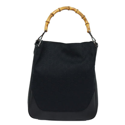 Gucci Bamboo Shoulder Bag GG Canvas, Black, Canvas, Shoulder Bag