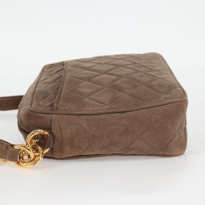 Chanel Vintage Front Pocket Camera Bag Quilted Suede, BROWN, SUEDE, Shoulder bag
