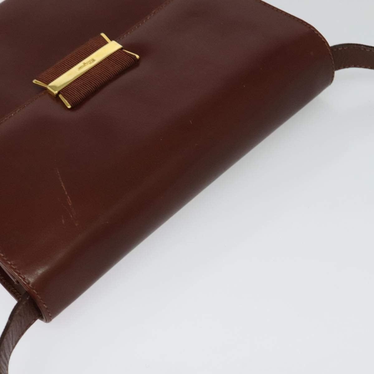 Salvatore Ferragamo Flap Shoulder Bag Leather, BROWN, LEATHER, Shoulder bag