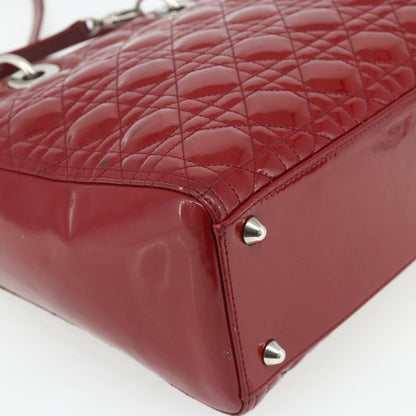 Christian Dior Lady Dior Bag Cannage Quilt Patent, Red, Patent Leather, Handbag