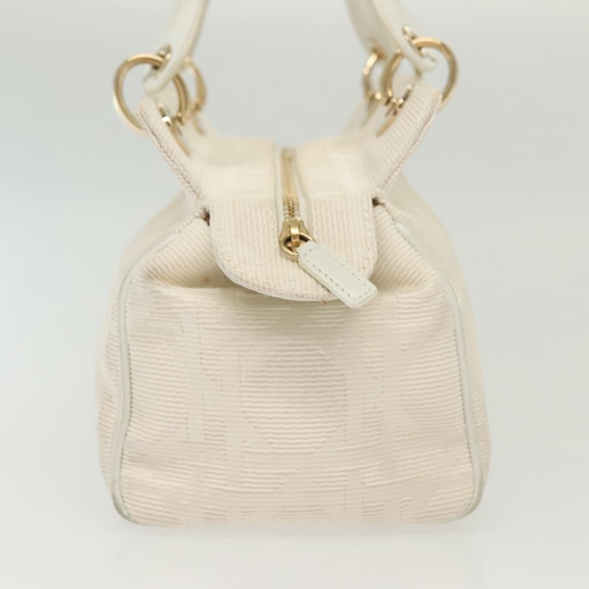 Christian Dior Cannage Handbag Canvas, WHITE, CANVAS, Handbag