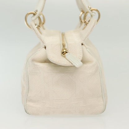 Christian Dior Cannage Handbag Canvas, WHITE, CANVAS, Handbag