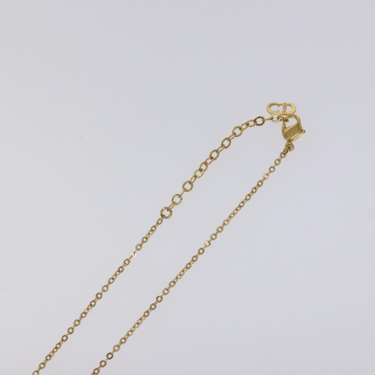 Christian Dior Logo Heart Pendant Necklace Metal with Crystal, GOLD, METAL, Necklace