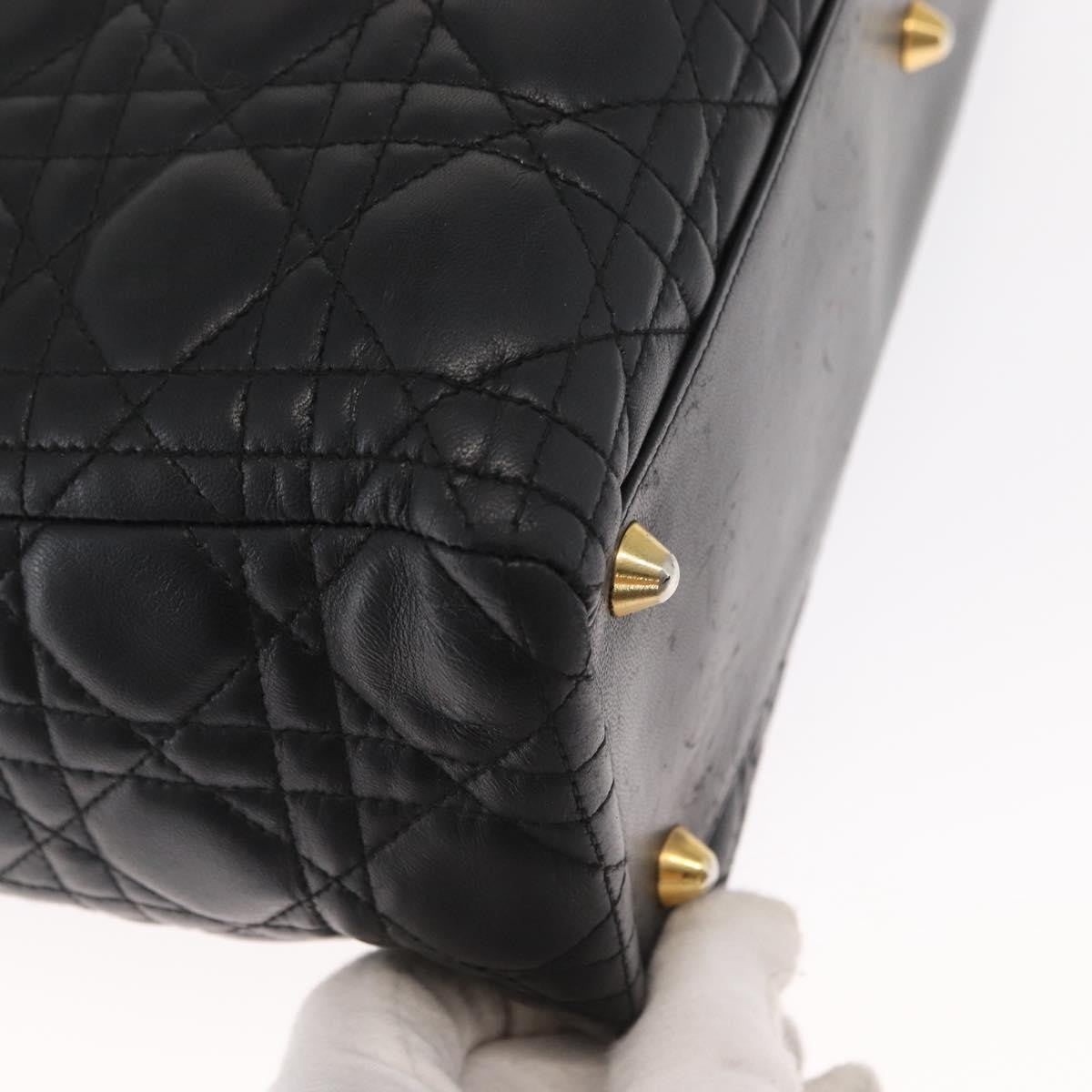 Christian Dior Lady Dior Bag Leather, BLACK, LEATHER, Handbag