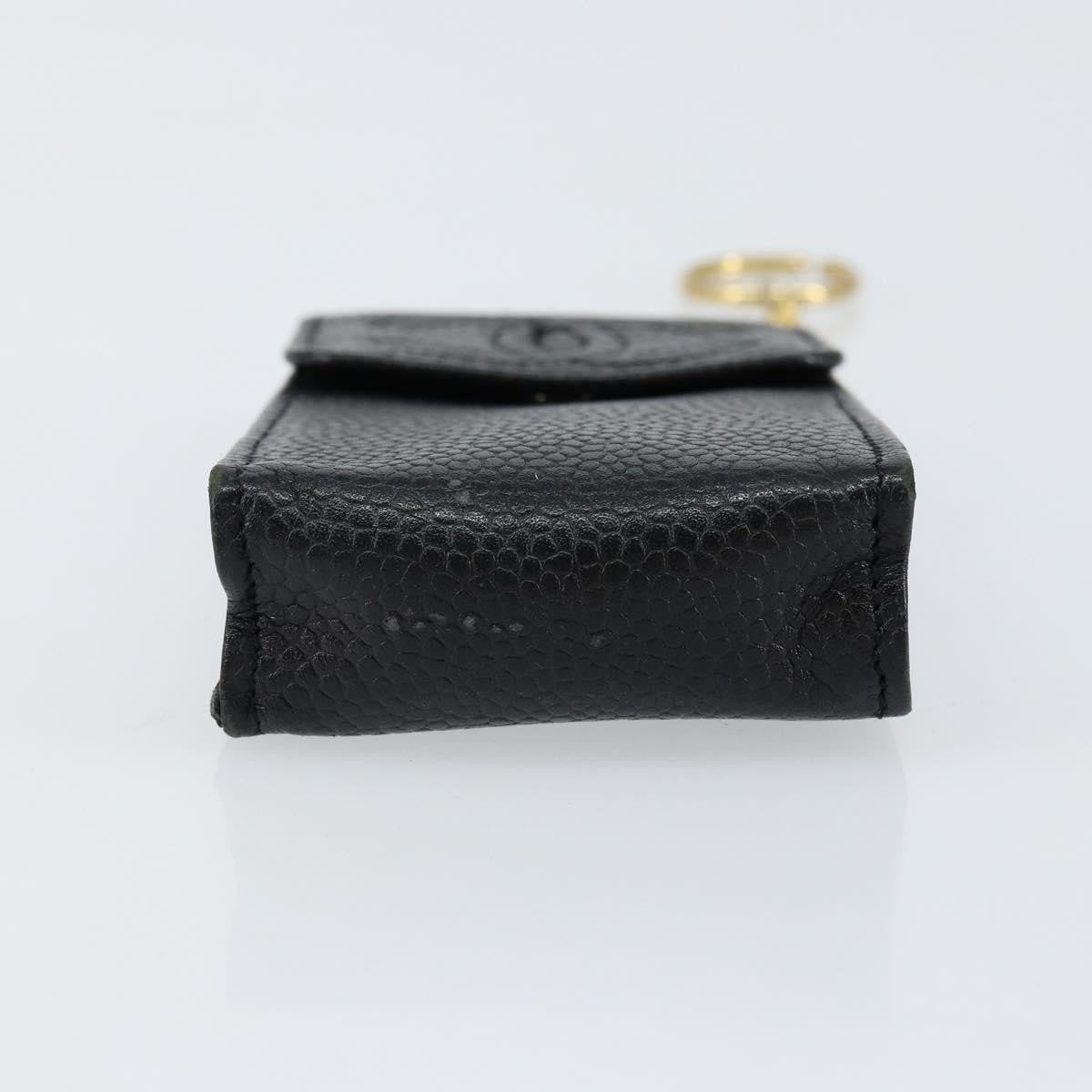 Chanel Vintage CC Phone Holder Crossbody Bag Caviar, BLACK, LEATHER, Clutche & pouche
