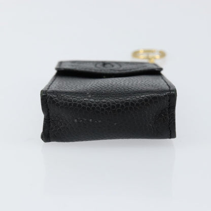 Chanel Vintage CC Phone Holder Crossbody Bag Caviar, BLACK, LEATHER, Clutche & pouche