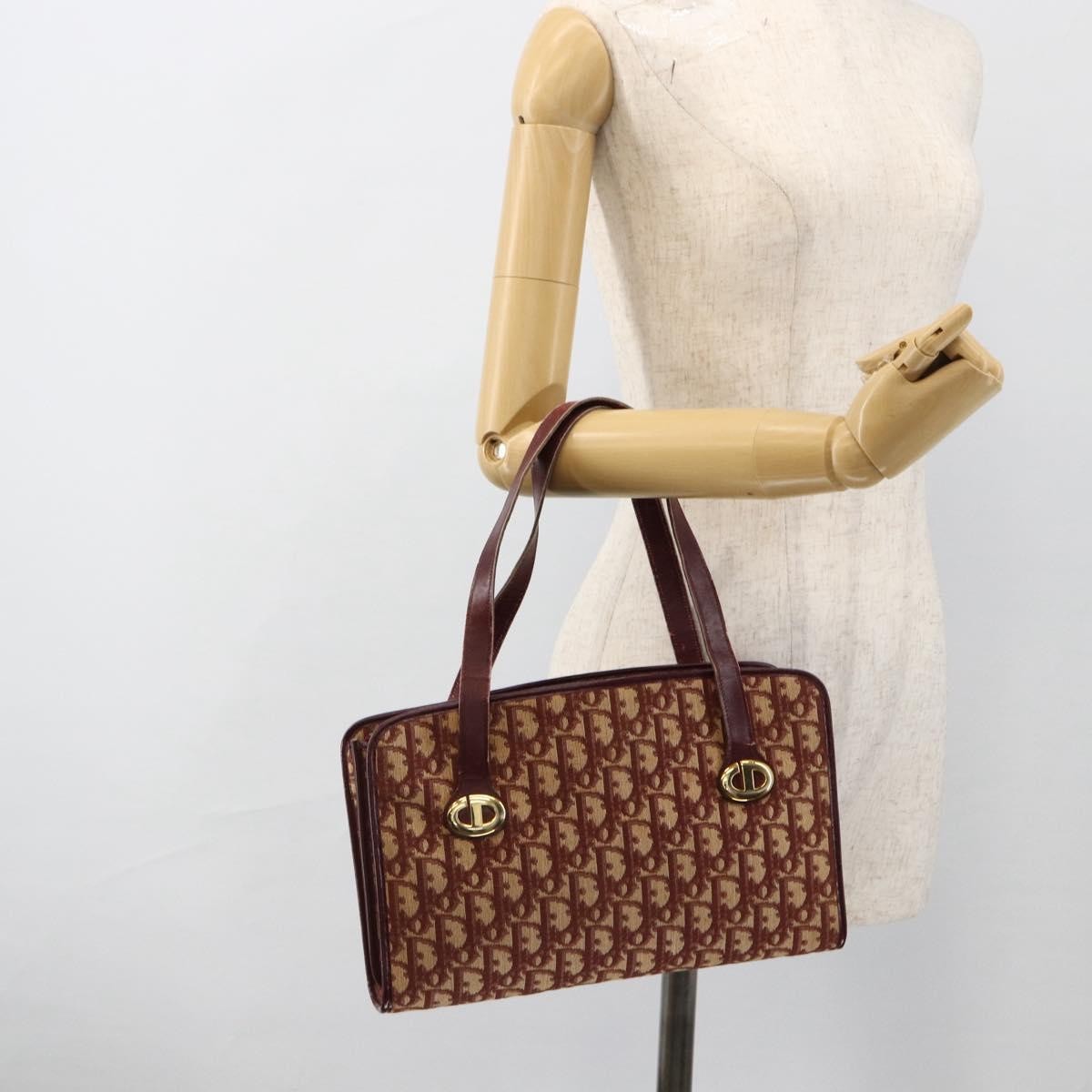 Christian Dior Vintage CD Trotter Handbag Canvas, RED, CANVAS, Handbag
