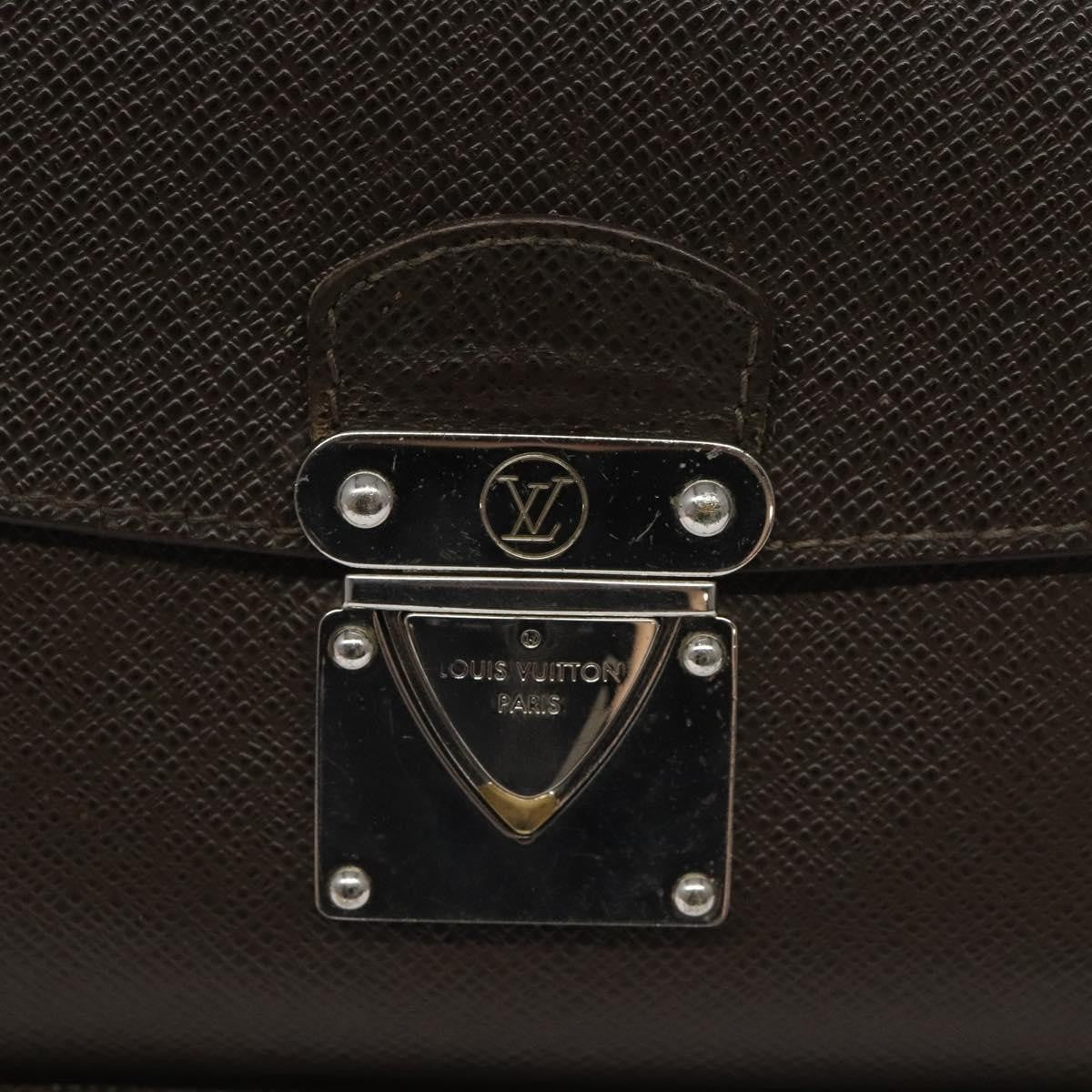 Louis Vuitton Belaia Clutch Taiga Leather, BROWN, LEATHER, Clutche & pouche