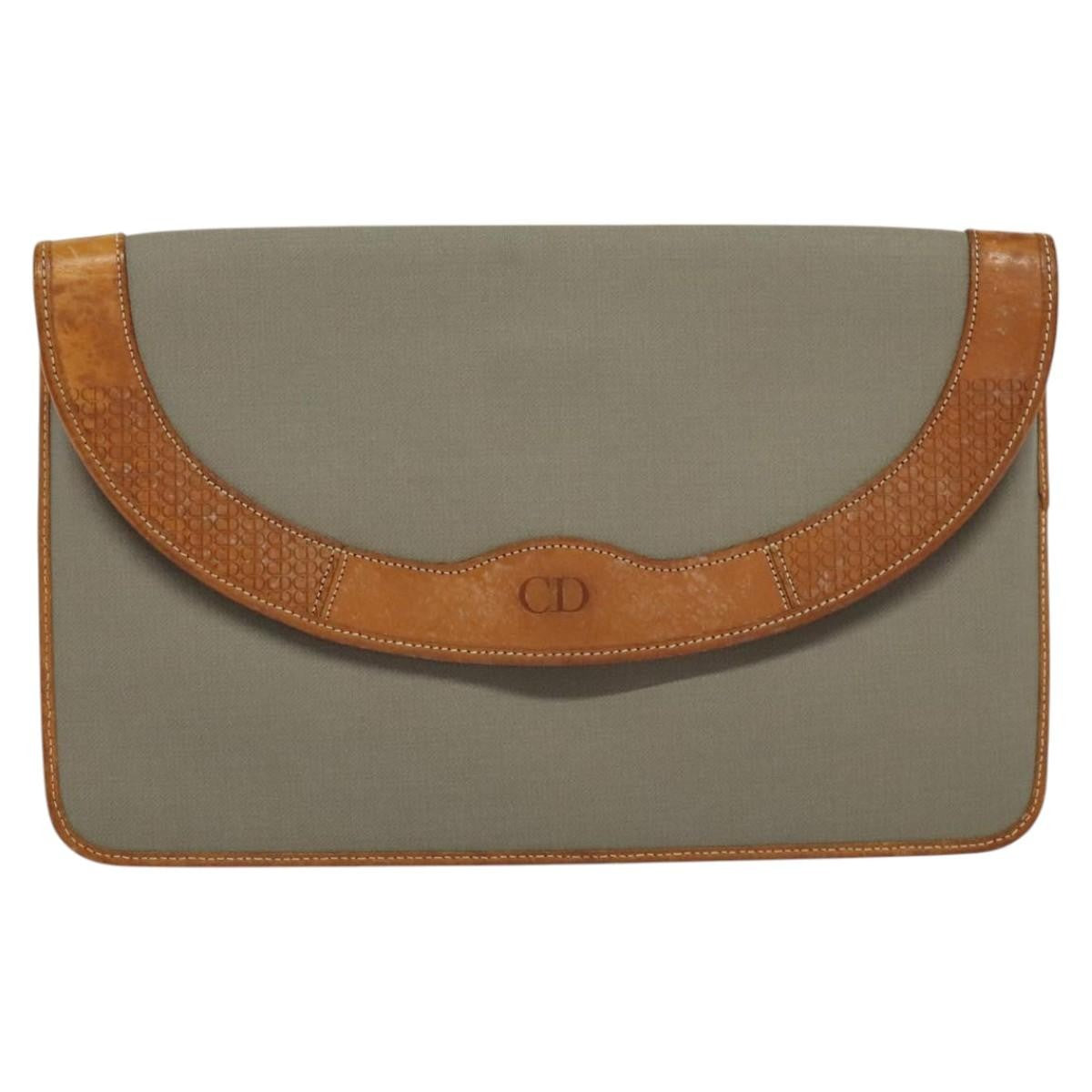 Christian Dior Flap Pouch Canvas, BROWN, CANVAS, Clutche & pouche
