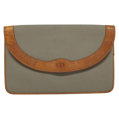 Christian Dior Flap Pouch Canvas, BROWN, CANVAS, Clutche & pouche