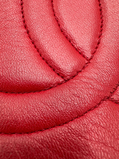 Chanel Vintage Round Tassel Crossbody Bag Quilted Lambskin, RED, LEATHER, Shoulder bag