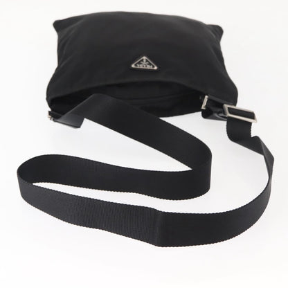 Prada Flat Messenger Bag Tessuto, Black, Nylon, Shoulder Bag
