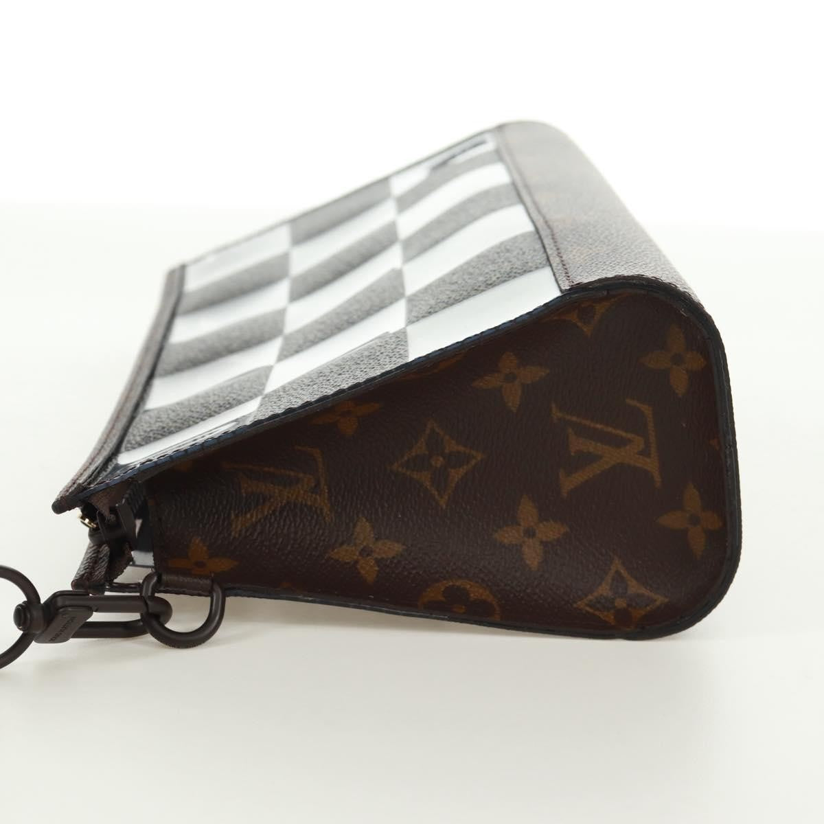 Louis Vuitton Standing Pouch Monogram Chess Coated Canvas and PVC, Brown, Canvas, Clutch