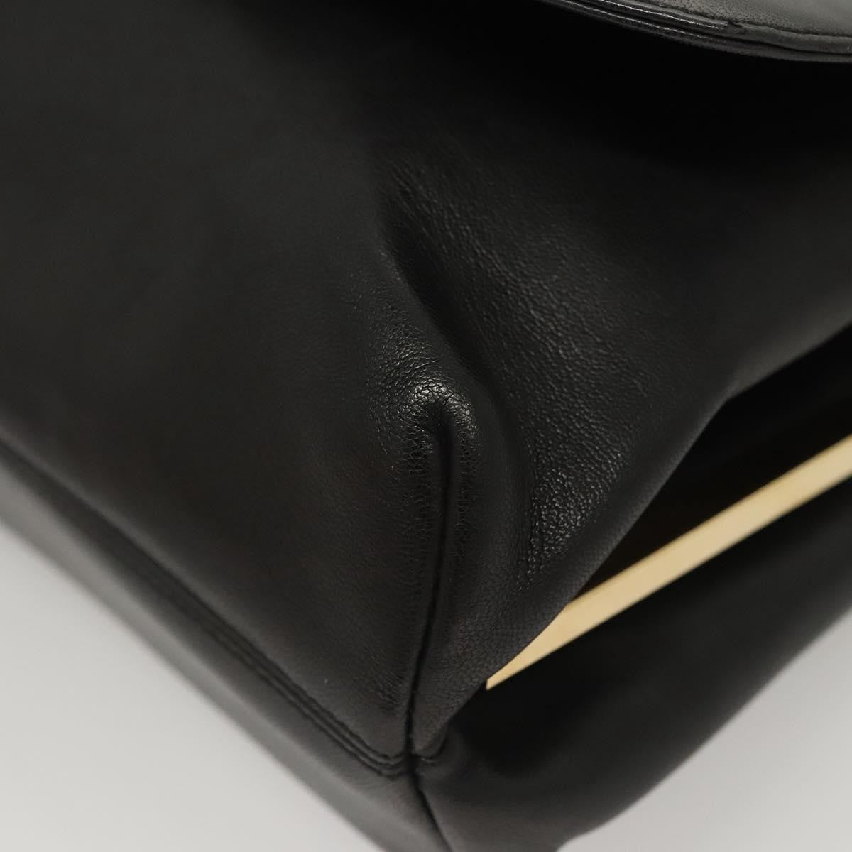 Salvatore Ferragamo Flap Handbag Leather, BLACK, LEATHER, Handbag