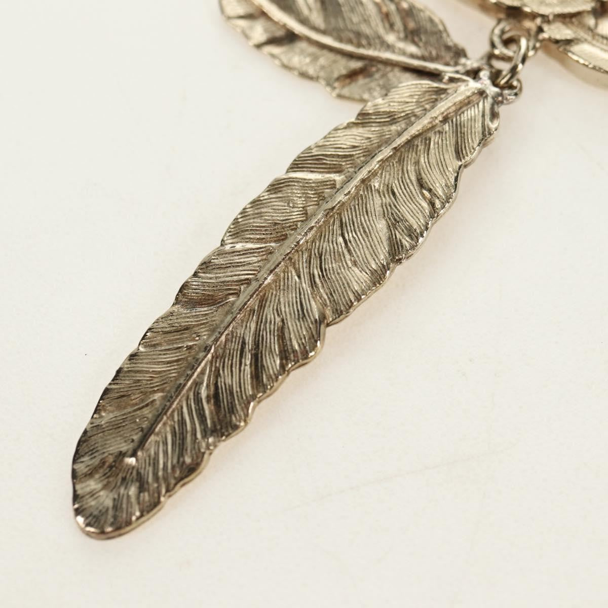 Chanel Feather CC Pendant Necklace Metal, Gold, Metal, Necklace