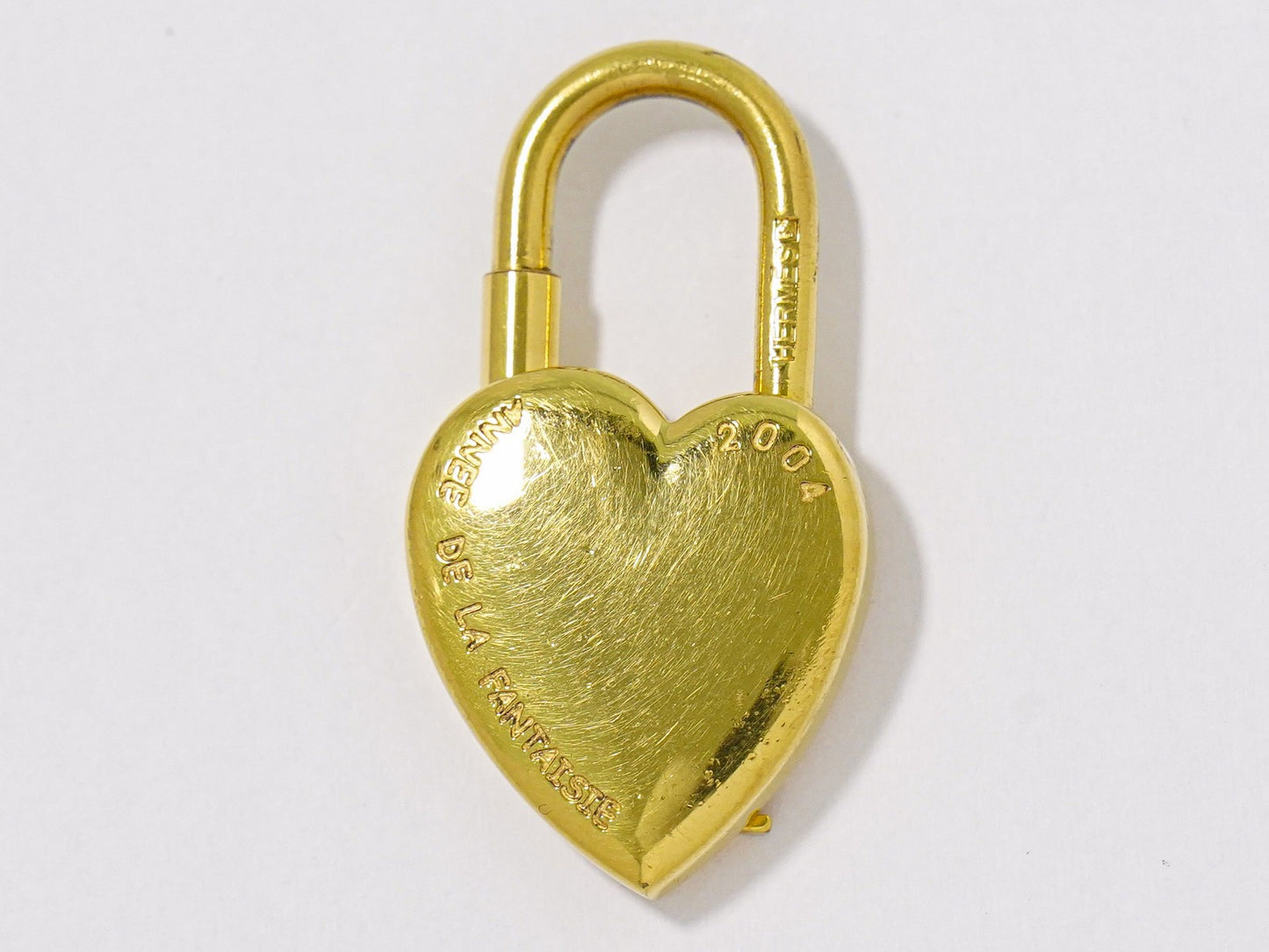 Hermes Annee De La Fantaisie Heart Cadena Lock Charm Metal, GOLD, GOLD_PLATED, Charms and Keychains