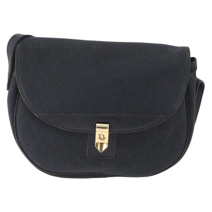 Christian Dior Vintage Honeycomb Flap Crossbody Bag Canvas and Leather, BLACK, CANVAS, Shoulder bag