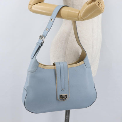 Salvatore Ferragamo Gancini Shoulder Bag Leather, BLUE, LEATHER, Shoulder bag