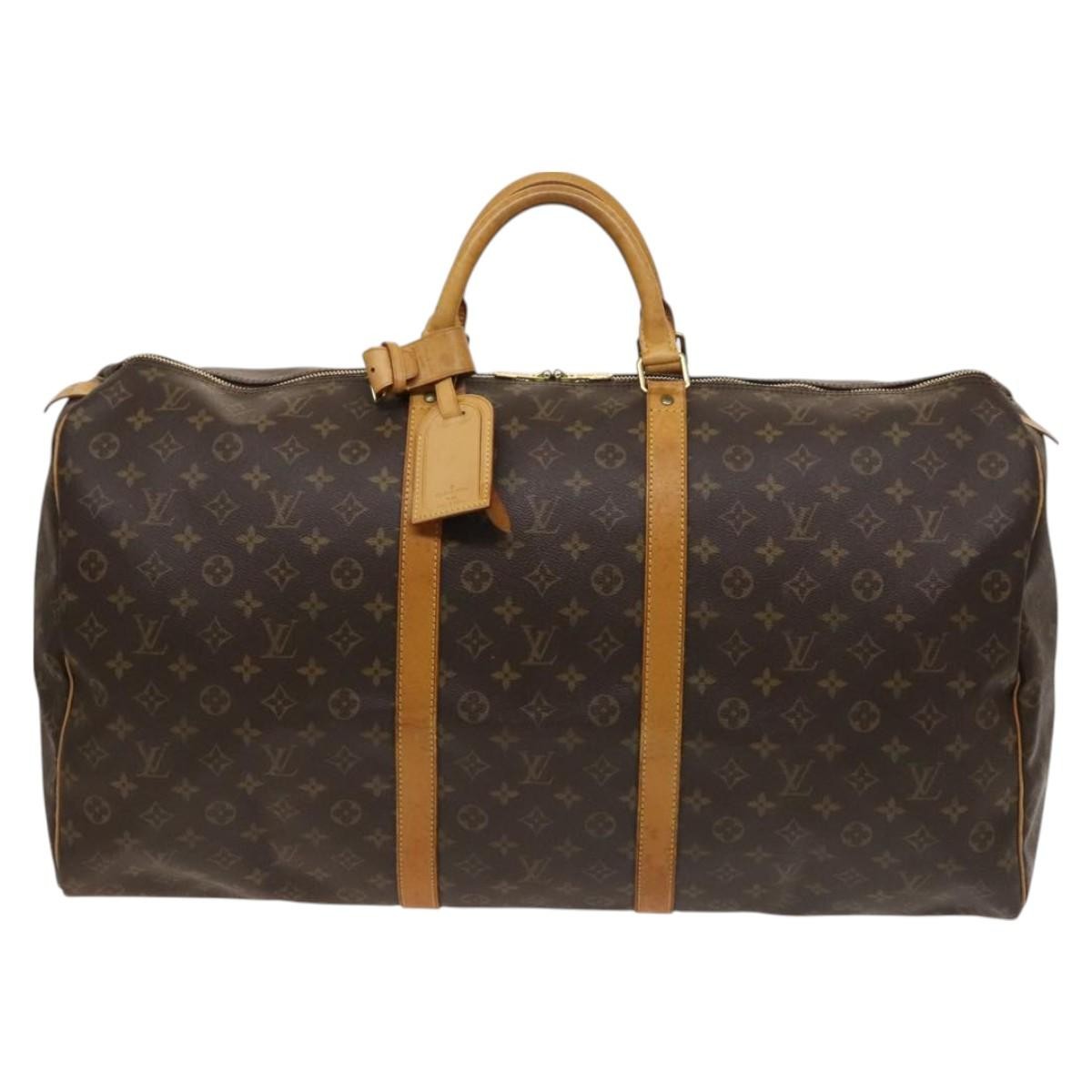 Louis Vuitton Keepall Bag Monogram Canvas, BROWN, CANVAS, Travel bag