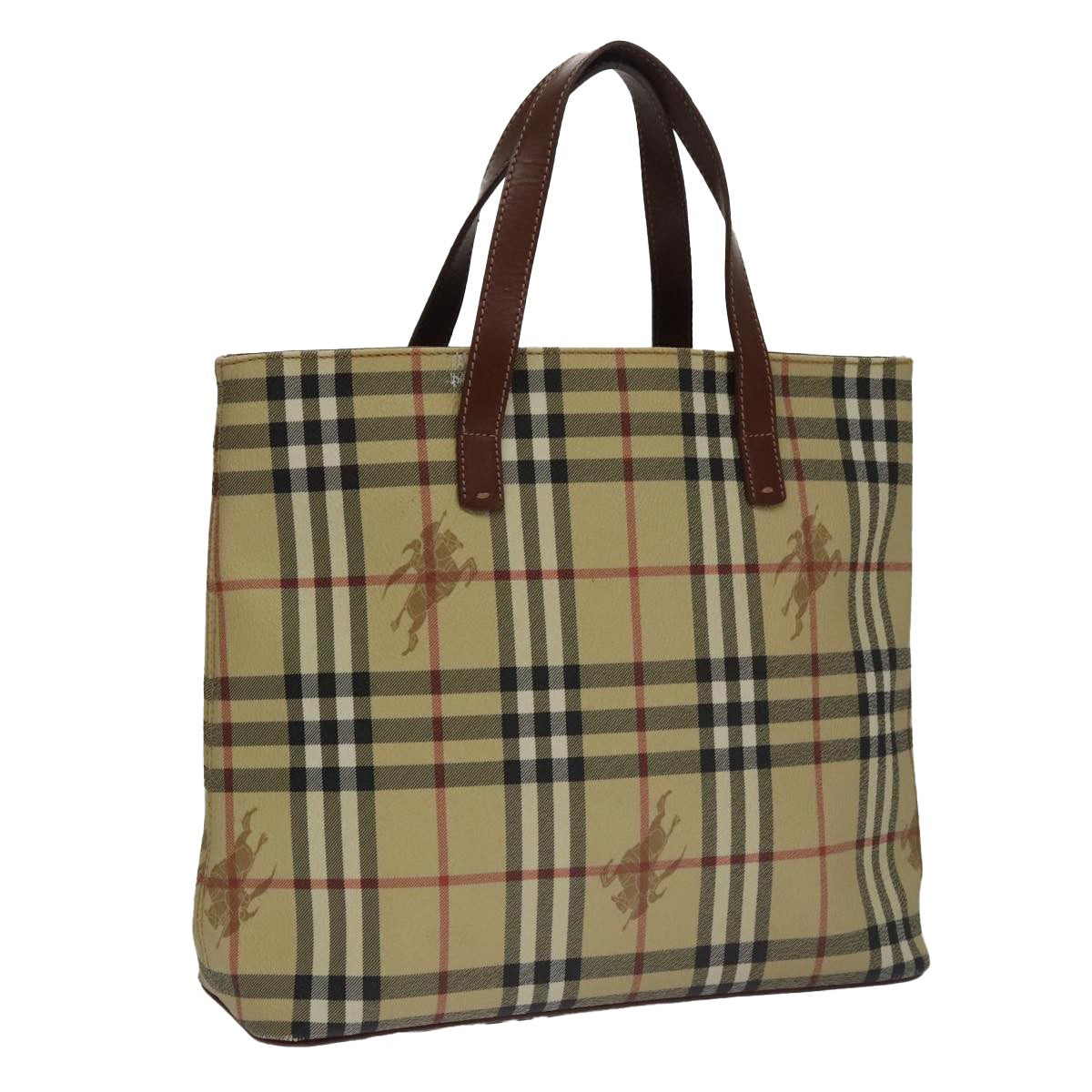 Burberry Top Handle Tote Haymarket Coated Canvas, BEIGE, CANVAS, Tote bag