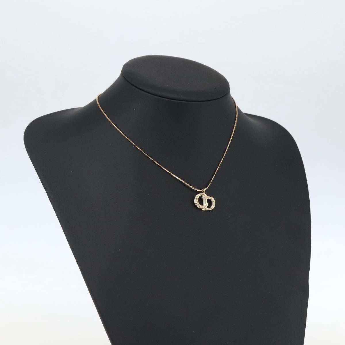 Christian Dior CD Pendant Necklace Metal, Gold, Metal, Necklace