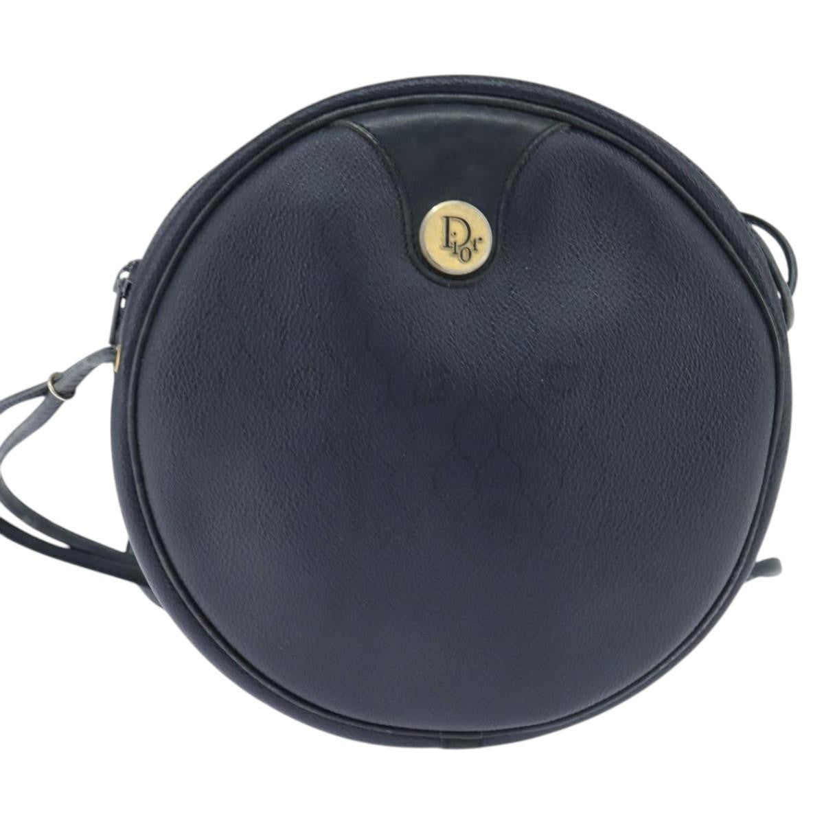 Christian Dior Vintage Honeycomb Shoulder Bag Canvas and Leather, NAVY, PVC, Shoulder bag