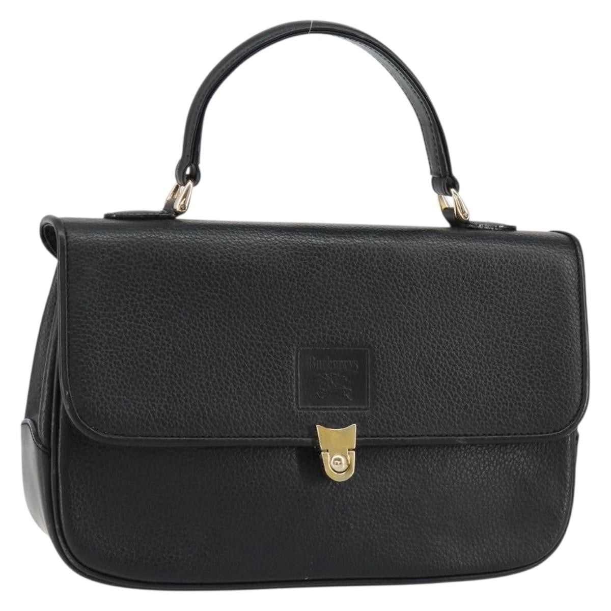 Burberry Vintage Handbag Leather, BLACK, LEATHER, Handbag