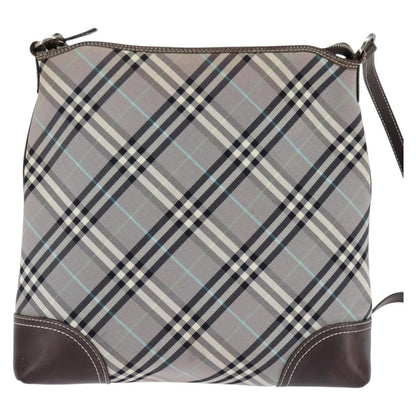 Burberry Nova Check Blue Label Canvas, Gray, Nylon, Shoulder Bag
